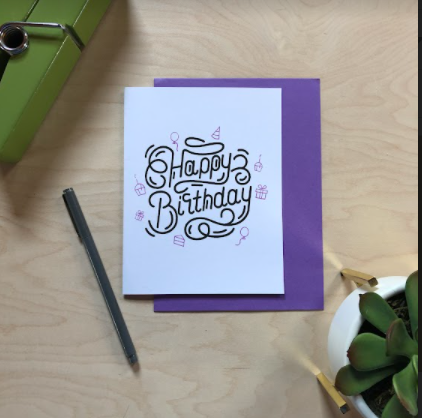 Happy Birthday” greeting card