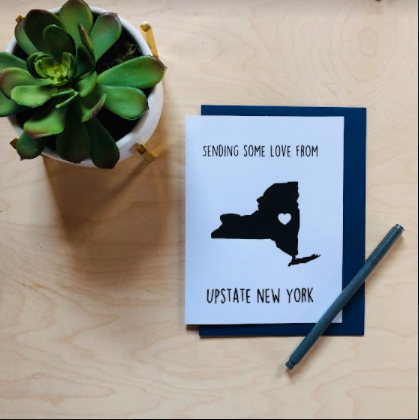 Sending love from Upstate NY” greeting card