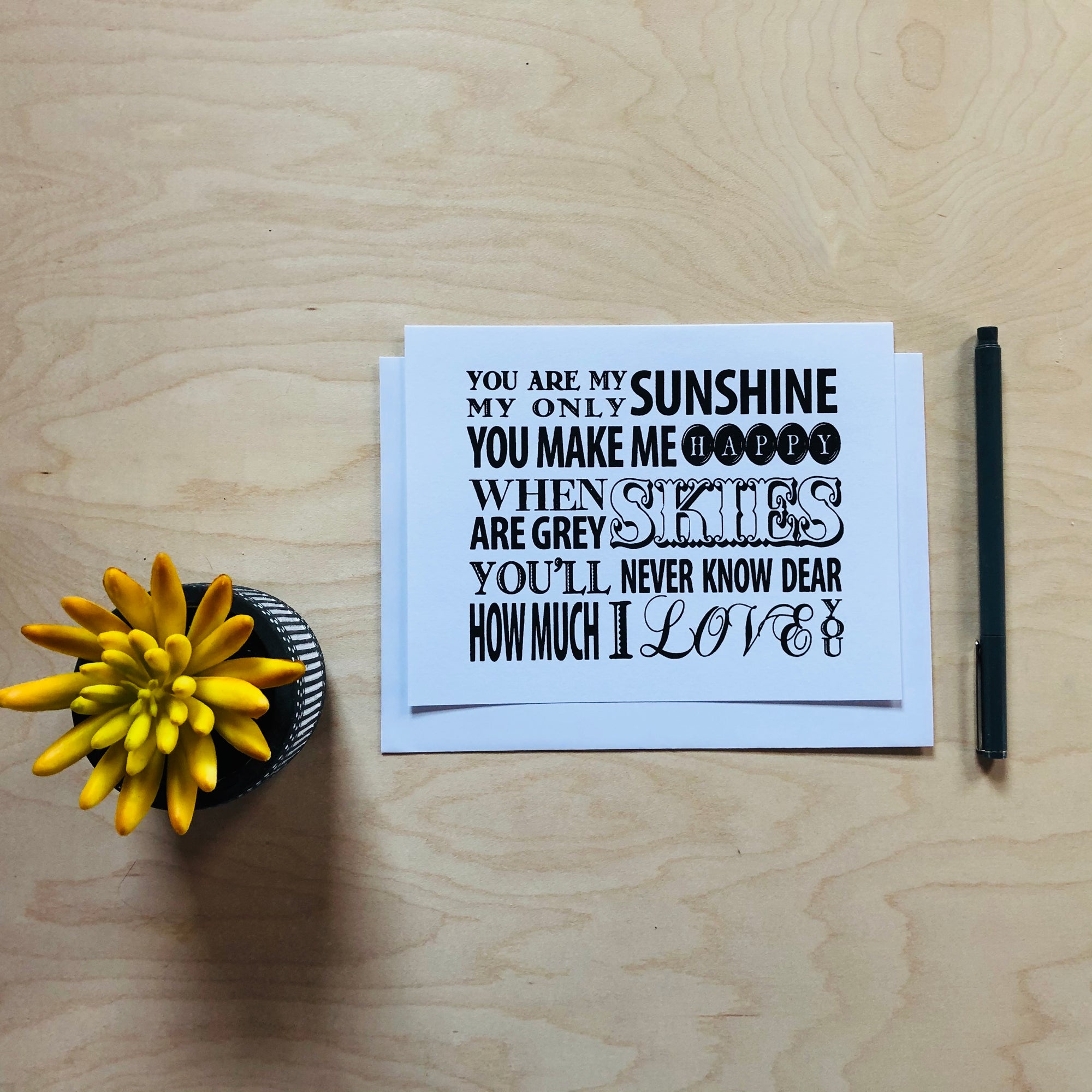 You Are My Sunshine lyrics card