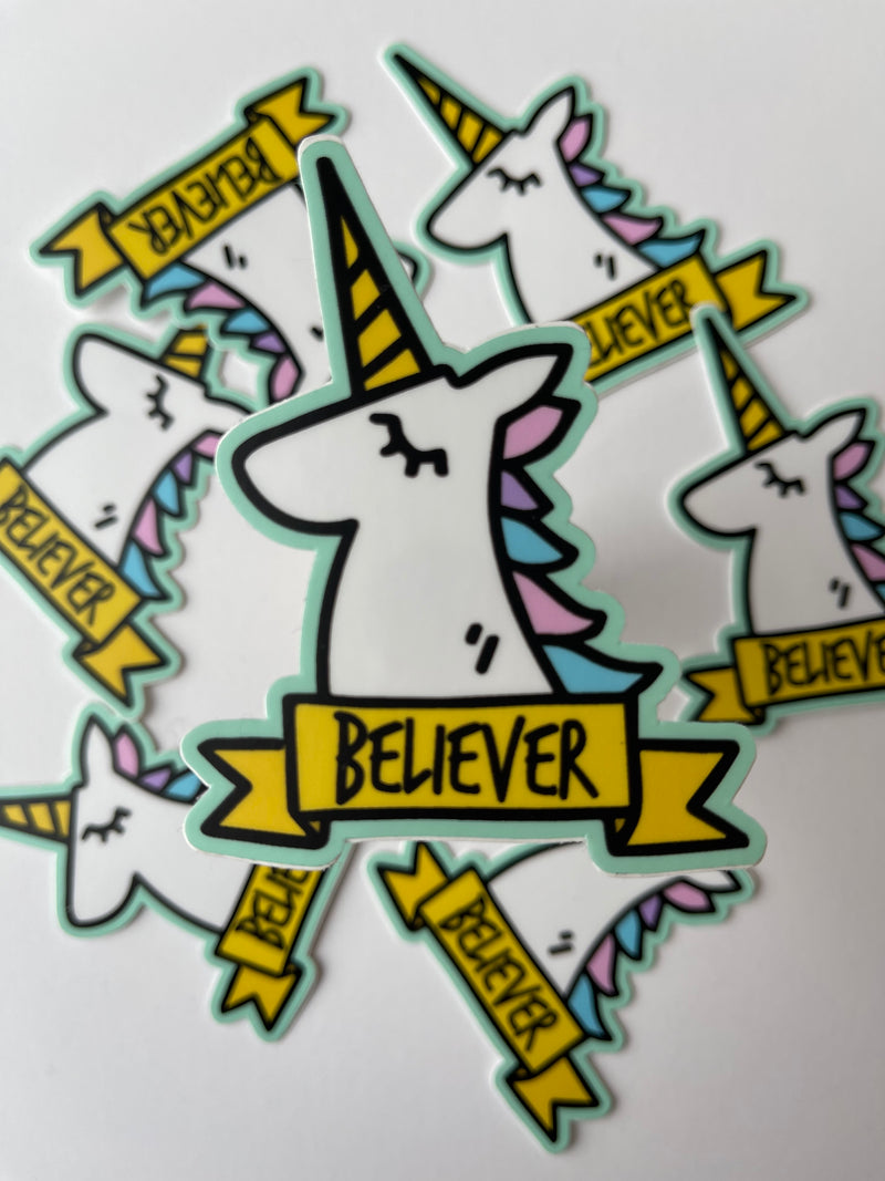 "Believer" Unicorn Vinyl Sticker