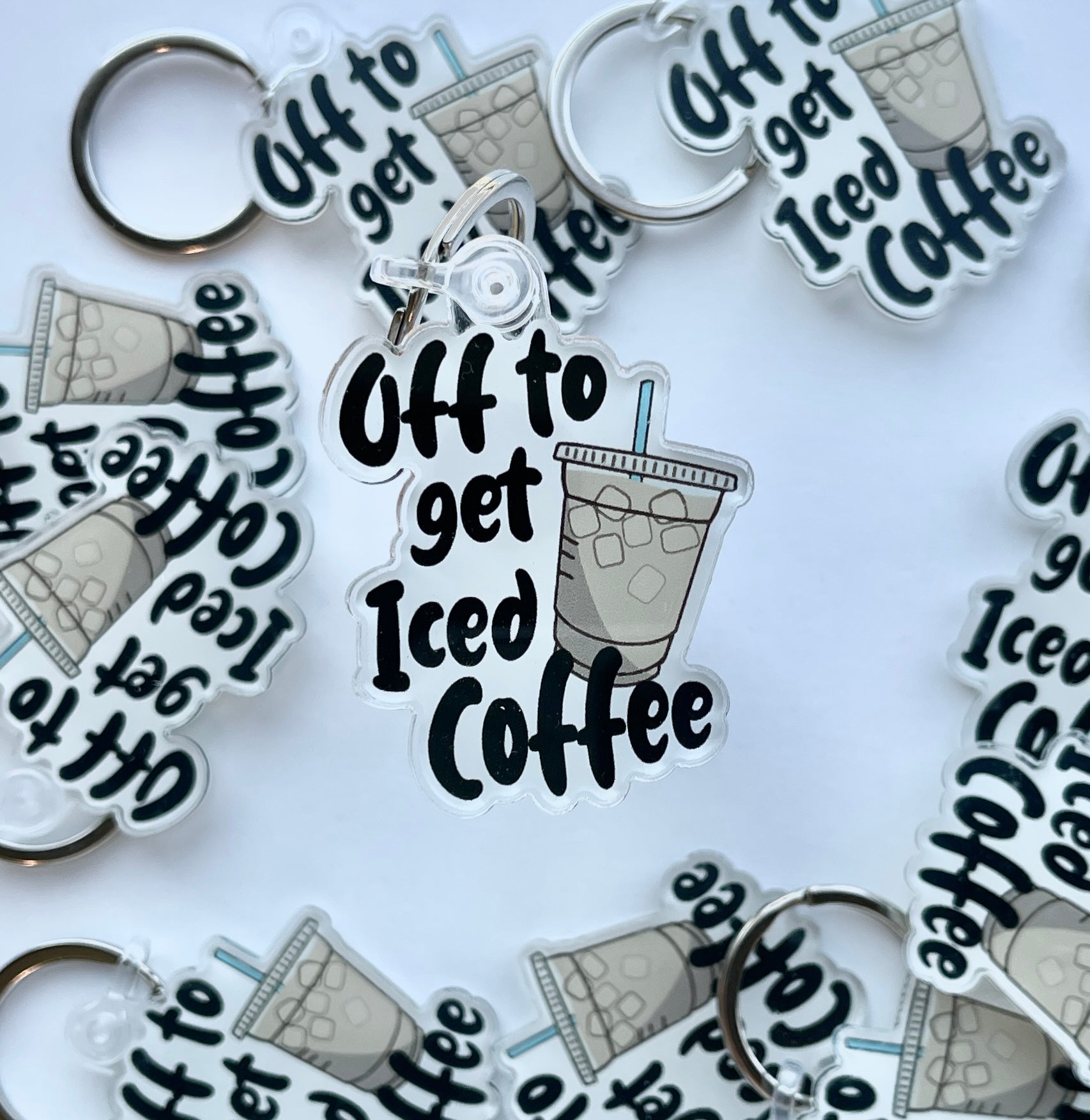 Off To Get Iced Coffee Keychain