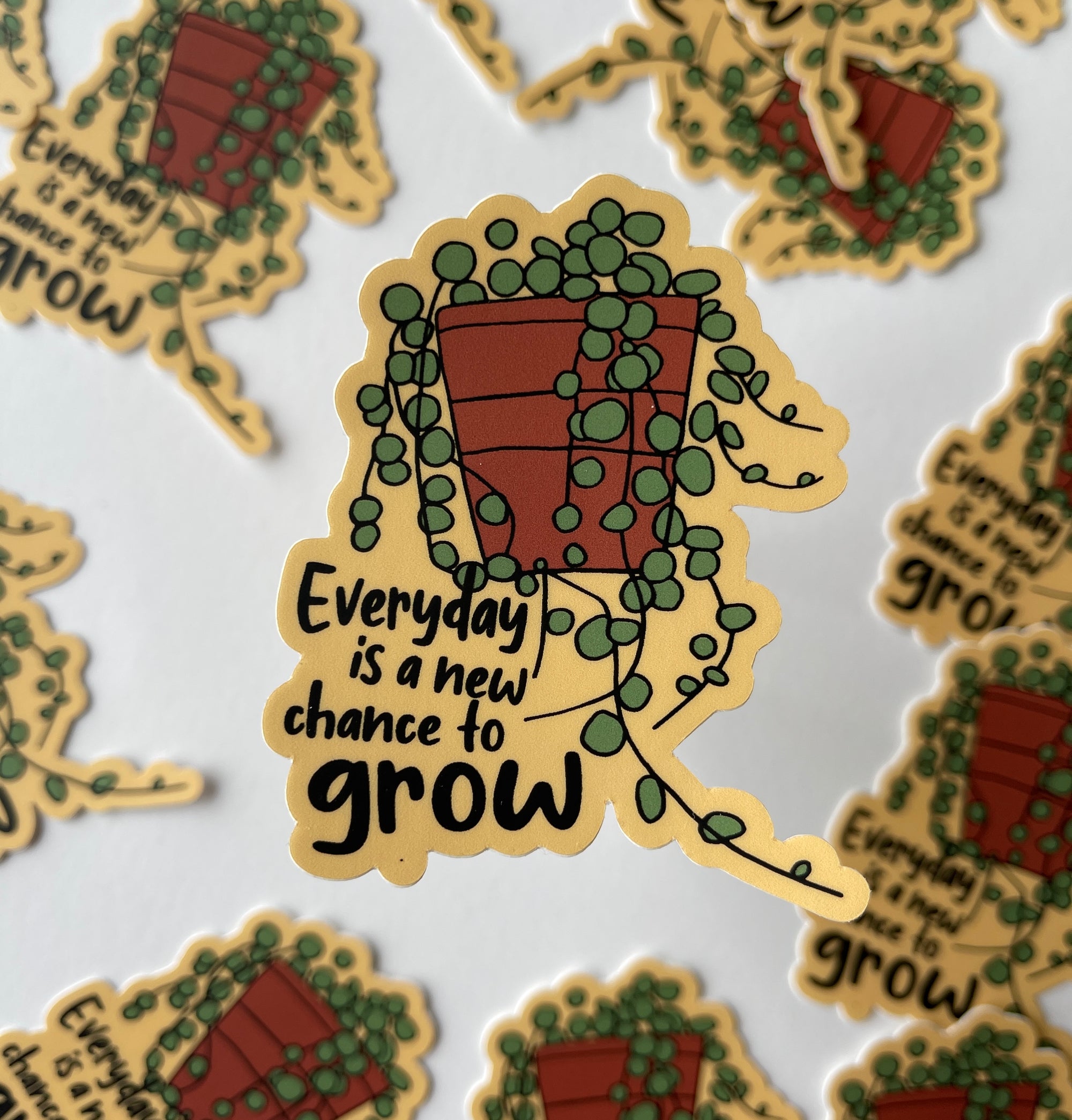 Everyday Is A New Chance To Grow Vinyl Sticker, String of Pearls